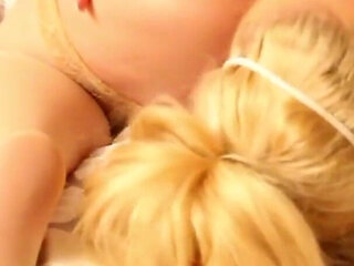 Hot lesbian action with small titted blonde