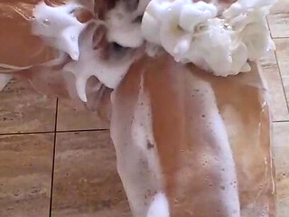 Big ass wife taking shower
