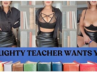Naughty Milf Teacher In Leather Skirt Teases And Masturbates In Front Of Her Students Dad - Naughty Teacher