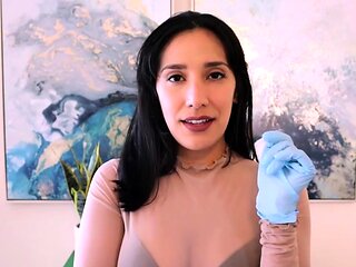 Brunette solo darling masturbating at home