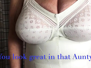 Sexy British Aunty Sandra Shows Off Her Shaved Pussy In Lingerie & Stockings