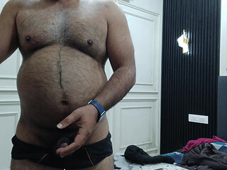 Mature Indian Daddy Jerking Off Alone in His Room 4K Video