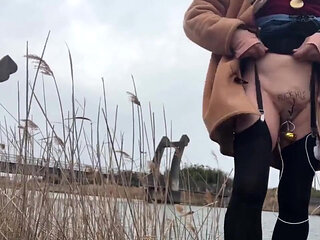 Self-training No. 80: Riverside Walk with Exposed Pussy and Asshole - Part 1