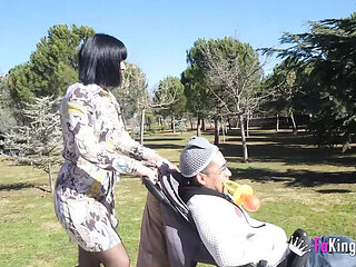 Sandra V gets wild with cock guy - rough fuck after daring walk