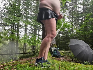 Forest pumps jerk off skirt
