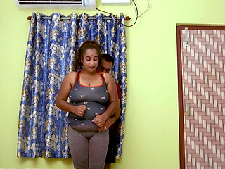 Yoga teacher takes classes with his student and tests her pussy with a big cock