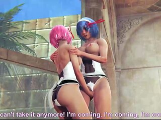 Threesome with two stunning maids getting down and dirty