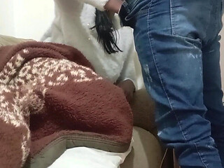 Step-sister in 4K pulls out his BBC dick and starts sucking it, giving him her pussy.