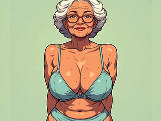 Sexy Curvy Matures Bra and Panty Art