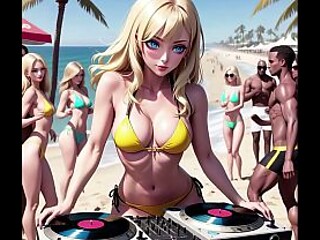 Steamy anime beach party with AI-generated lust