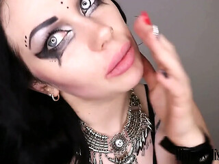 Brunette MILF witch casts magic lipstick spell