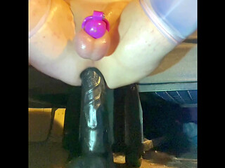 Sissy in chastity dildo compilation