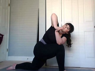 Amateur busty brunette masturbates and does hand job