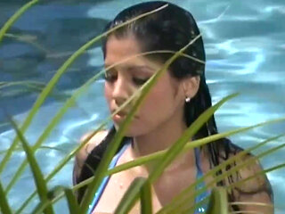 Magnetic Brunette Hottie with Enormous Fake Knockers Fucks Her Lover Outdoors and Eats His Cum