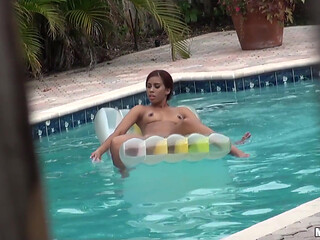 Pervs on Patrol - Red Head Julissa James & Martin Catch a Wet 3some While Masturbating at the Private Pool