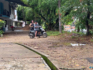 I go to pick her up on the bike to fuck her in front of everyone!