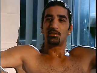 Hot brunette rides big cock in tub