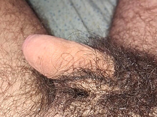 Hairy cock from soft to hard