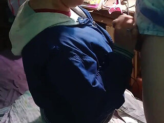 Cold Morning, but My Girlfriend Sucks Me off with Her Jacket on