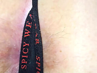 A little asshole tease with a thong on