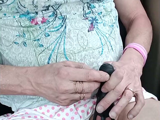 Crossdresser in cute miniskirt toys her cock