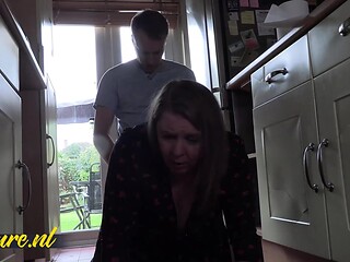 Horny stepson takes advantage of his curvy, mature stepmom while she's