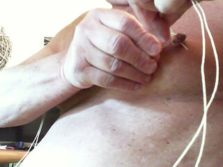 Transgender culoness needles in nipples