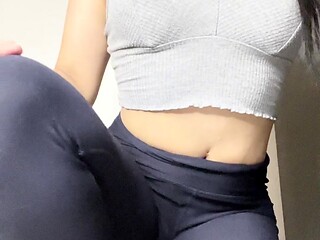 Tattooed busty brunette with foot fetish does hot footjob