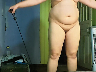Naked Amateur Shaking on Vibration Plate Reading and Answering Comments Daily Series English Subs