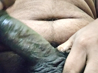 Desi bengali boy huge black cock masturbation with oil close up