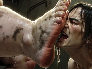 Giantess Massive SSBBW Foot Worship - Male Slave Licking Her Big Feet