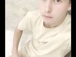 Twink masturbates in the shower