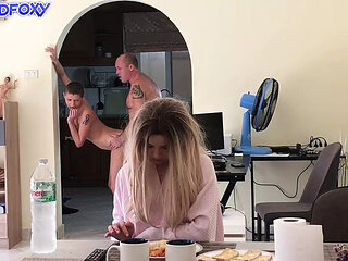 Stepdaughter Hiding in Fridge Almost Gets Caught Cheating With Stepdad - Lisa Fox Anal Creampie