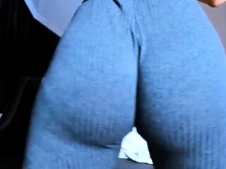 Big white ass in the bathroom masturbating with toy