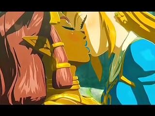 Princess Zelda x Riju lesbian kissing (The legend of Zelda: Tears of Kingdom /AI generated)
