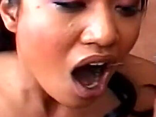 Latina Girl Eats a Big Black Cock Too Huge for Her Mouth