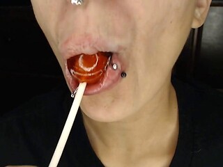 Pierced Lesbian Tongue-Fucks Wet Pussy
