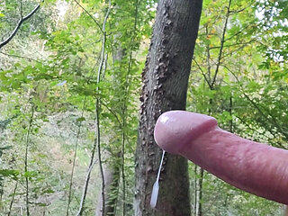 Big cumshot in the forest
