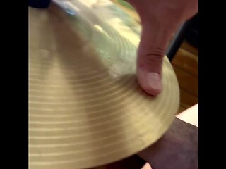Girl pounds huge cock on her drumset