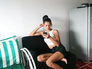 Tasty Skinny GF Seduced in Living Room