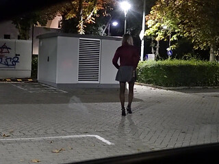 Fuck My Dildo on Parking Lot in Stockings