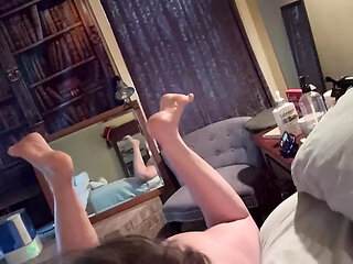 Lovely wife Bonemaiden wiggles her toes and strokes and sucks her man