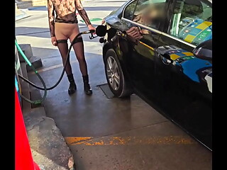 Flashing at a petrol station