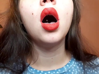 Smoking fetish big red lips