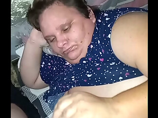 Step mommy gives step son blowjob &amp_ handjob and cum on her boobs