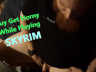 Sexy Redhead Nerd Get Horny While Playing Skyrim and Begins to Masturbate During a Live Stream.