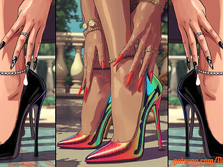 High-Heels get cum from alle sites an will be licked by hot anime girls