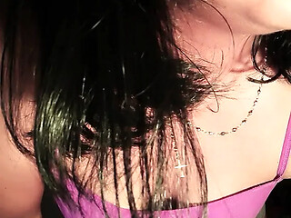 Hot babe strips down for an erotic dance