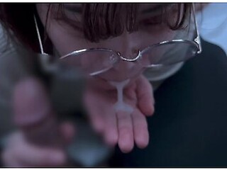 A Girl With Neat Glasses Gets Ejaculated In The Mouth