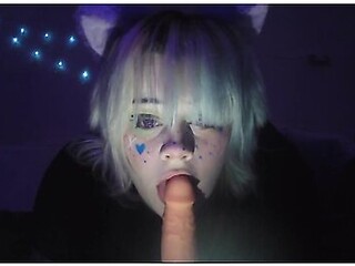 Neko Girl Sucks Masters Cock